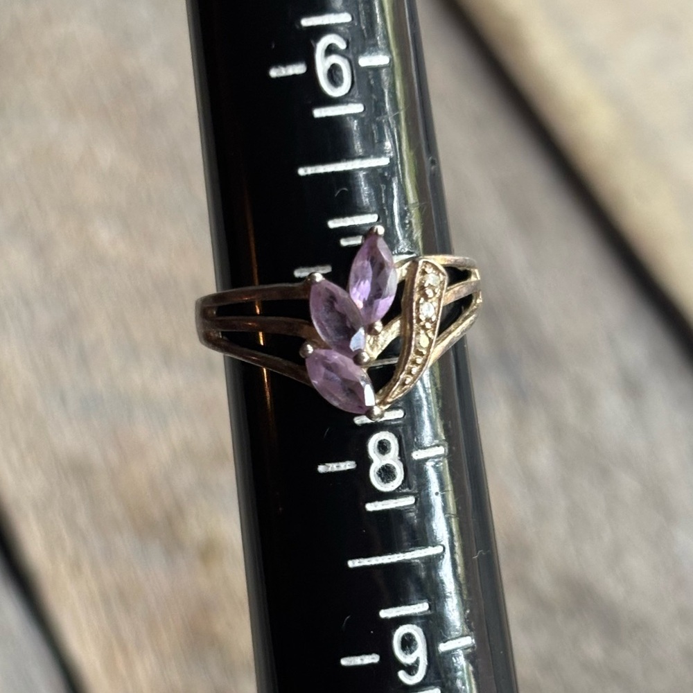 Sterling Silver, CZ, and Amethyst Ring